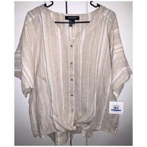 Ellen Tracy | Linen White Sandstone Top NWT